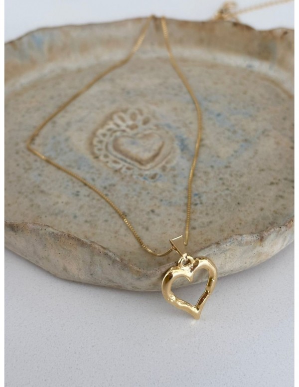 COLLAR BAÑADO EN ORO DIJE CORAZON 45+5CMS