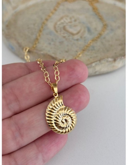 COLLAR BAÑADO EN ORO DIJE CARACOLA