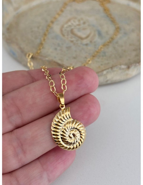 COLLAR BAÑADO EN ORO DIJE CARACOLA