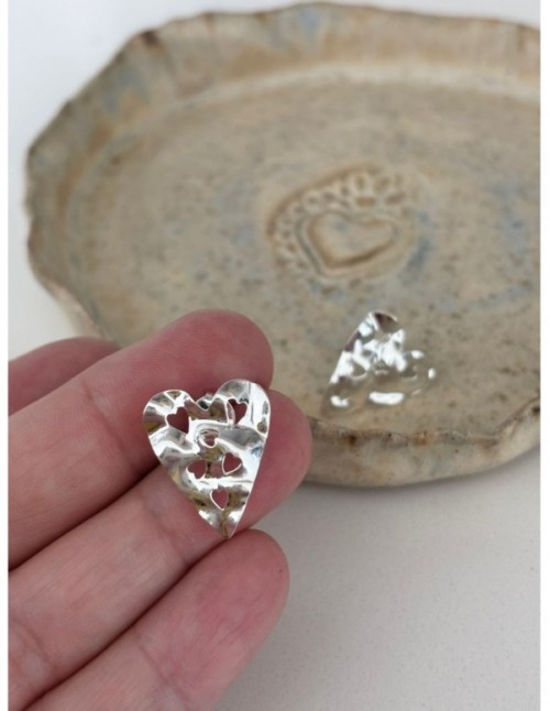 AROS BAÑADOS EN PLATA CORAZON