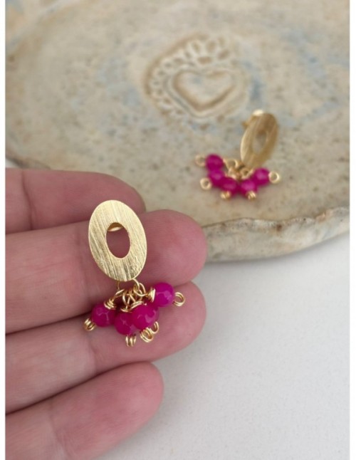 AROS BAÑADOS EN ORO PIEDRA MORADA