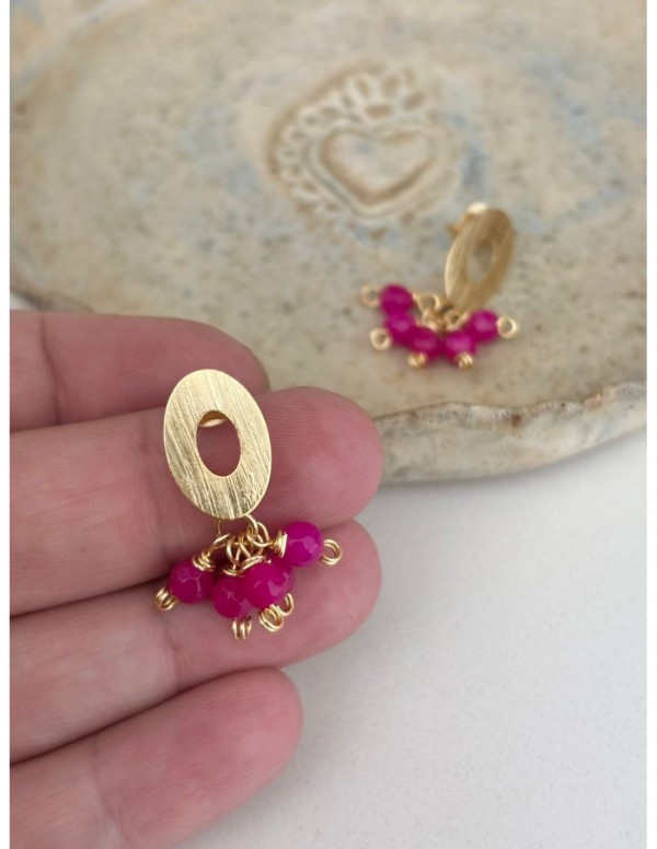 AROS BAÑADOS EN ORO PIEDRA MORADA