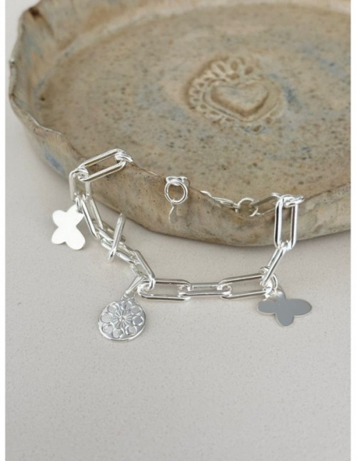PULSERA BAÑADA EN PLATA MARIPOSAS