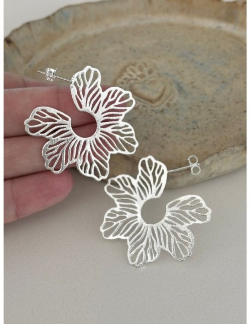 AROS BAÑADOS EN PLATA FLOR