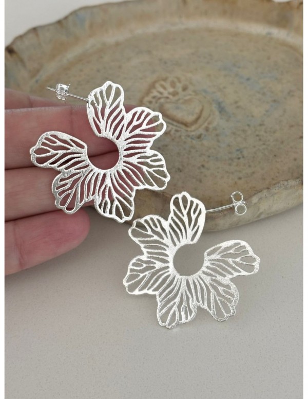 AROS BAÑADOS EN PLATA FLOR