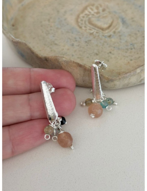 AROS BAÑADOS EN PLATA PIEDRAS