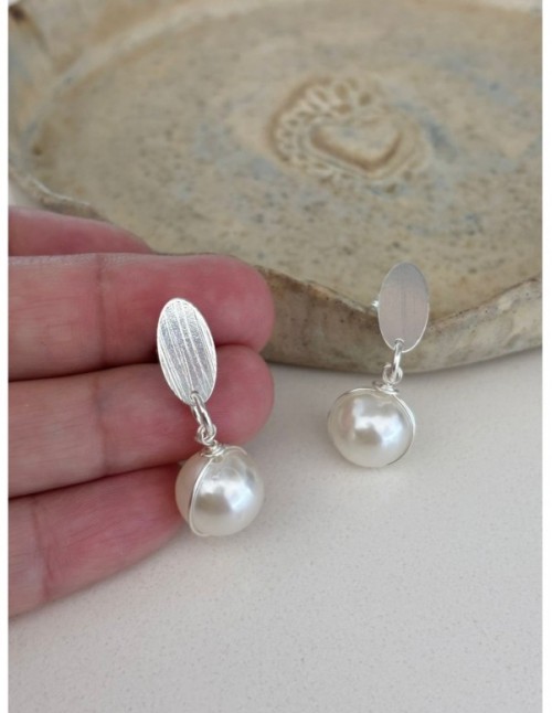 AROS BAÑADOS EN PLATA PIEDRA BLANCA