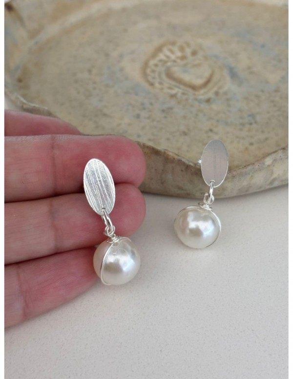 AROS BAÑADOS EN PLATA PIEDRA BLANCA