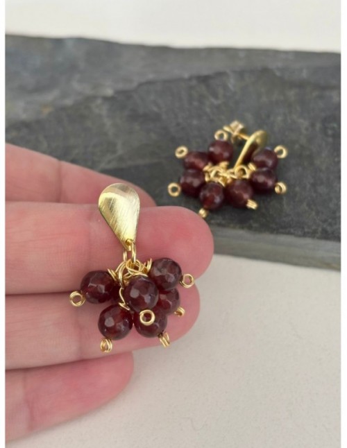 AROS BAÑADOS EN ORO PIEDRA CAFÉ