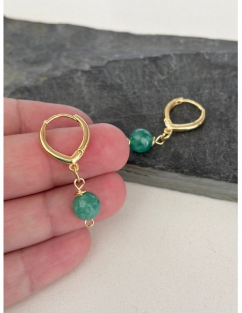 AROS BAÑADOS EN ORO PIEDRA TURQUESA