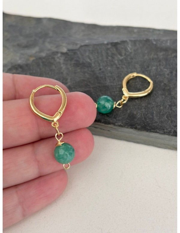 AROS BAÑADOS EN ORO PIEDRA TURQUESA