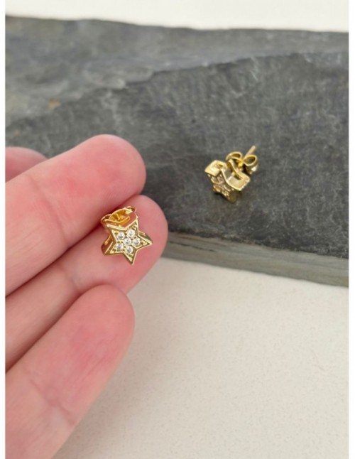 AROS BAÑADOS EN ORO ESTRELLA MICROCIRCONES