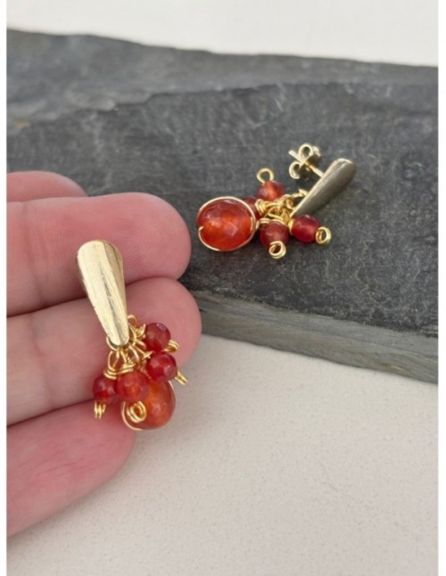 AROS BAÑADOS EN ORO PIEDRA NARANJA