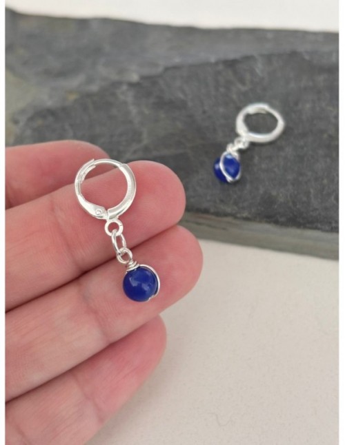 AROS BAÑADOS EN PLATA PIEDRA AZUL