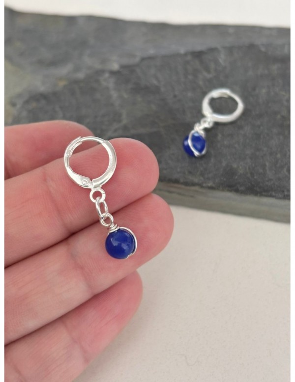 AROS BAÑADOS EN PLATA PIEDRA AZUL