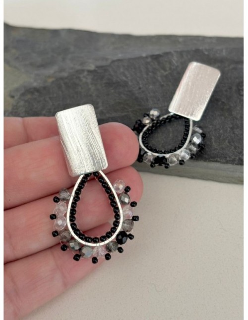 AROS BAÑADOS EN PLATA CRISTAL NEGRO