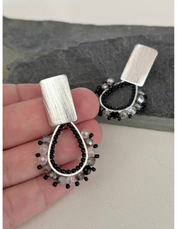 AROS BAÑADOS EN PLATA CRISTAL NEGRO