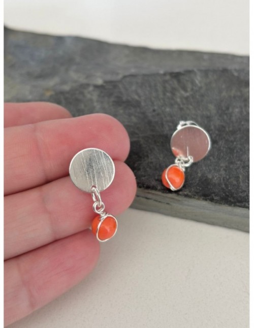 AROS BAÑADOS EN PLATA PIEDRA NARANJA