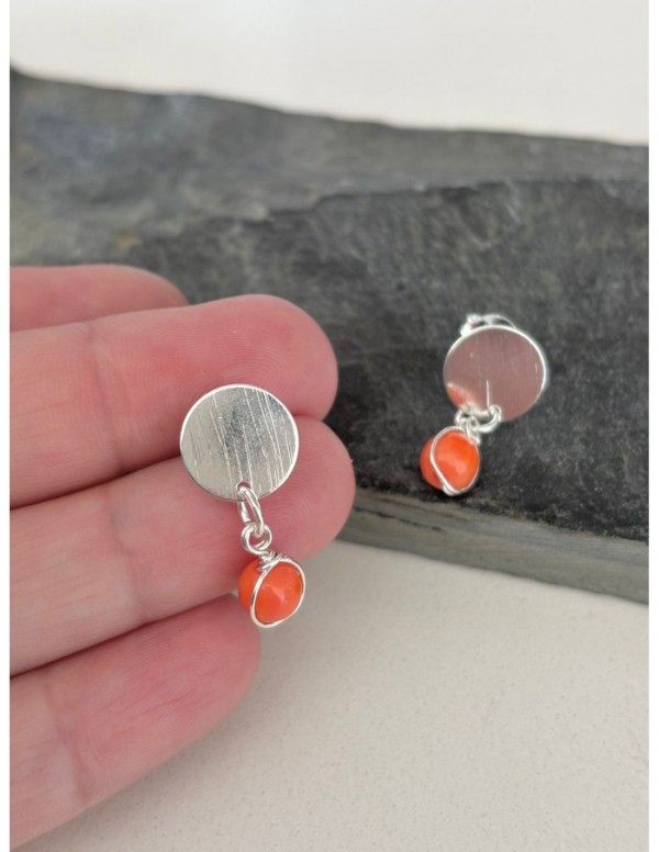AROS BAÑADOS EN PLATA PIEDRA NARANJA