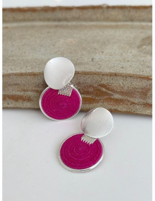 AROS BAÑADOS EN PLATA GAMUZA MORADA