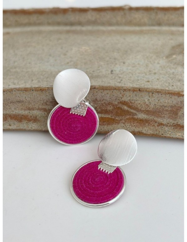 AROS BAÑADOS EN PLATA GAMUZA MORADA