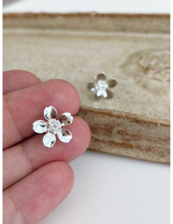 AROS BAÑADOS EN PLATA FLOR CIRCON