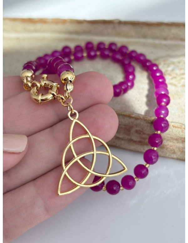 COLLARES BAÑADO EN ORO PIEDRAS MORADAS