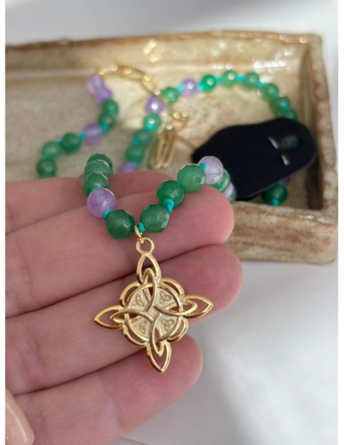 COLLARES BAÑADO EN ORO PIEDRA VERDE