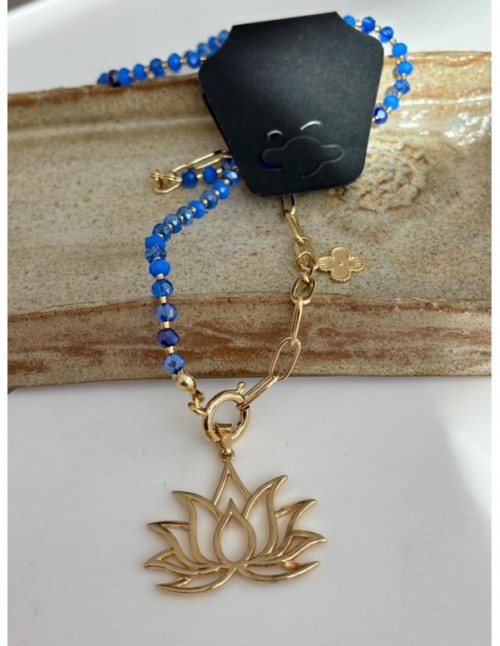 COLLARES BAÑADO EN ORO PIEDRA CELESTE