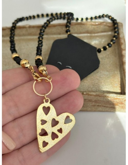 COLLARES BAÑADO EN ORO CRISTAL NEGRO