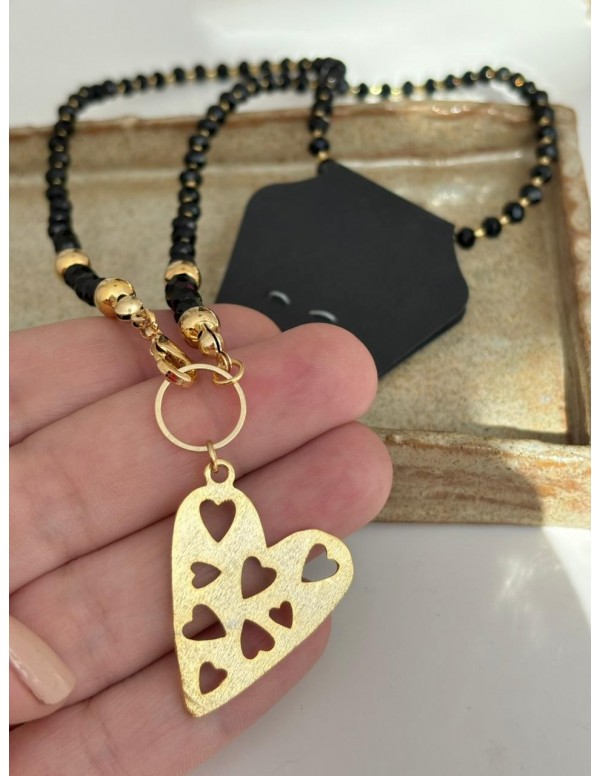 COLLARES BAÑADO EN ORO CRISTAL NEGRO