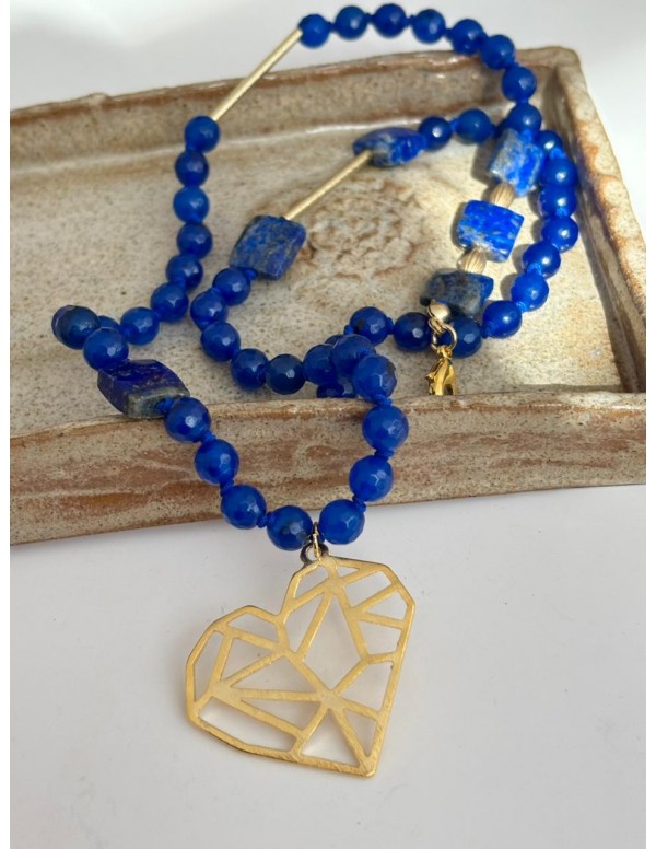 COLLARES BAÑADO EN ORO PIEDRA AZUL