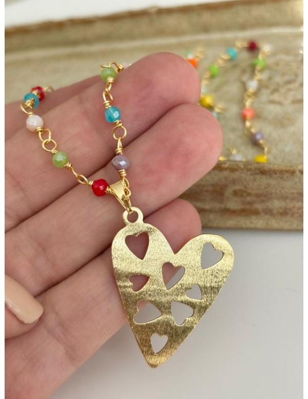 COLLARES BAÑADO EN ORO CORAZONES