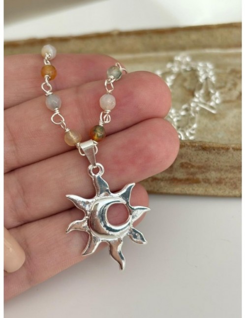 COLLARES BAÑADO EN PLATA SOL Y LUNA
