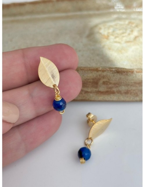 AROS BAÑADOS EN ORO CRISTAL AZUL