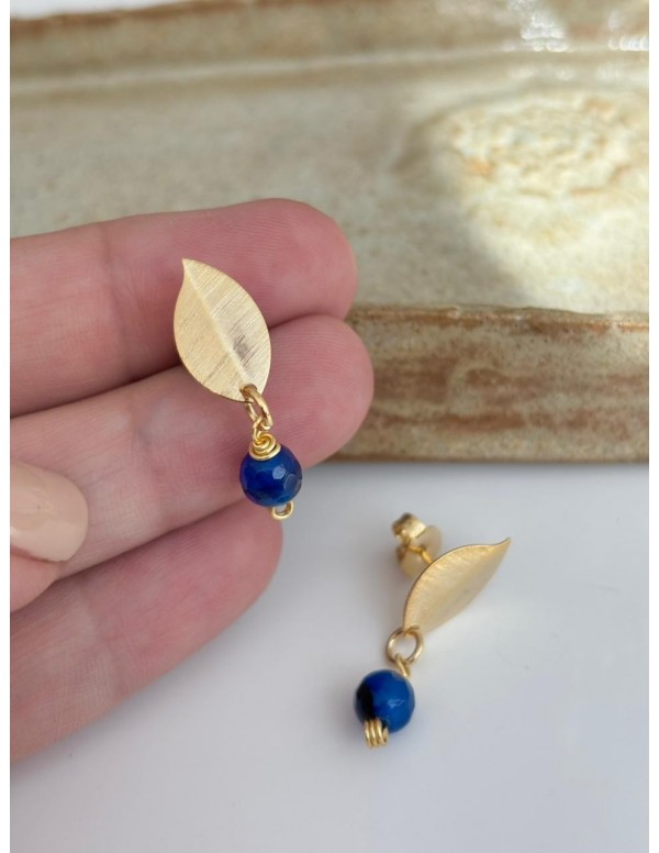 AROS BAÑADOS EN ORO CRISTAL AZUL