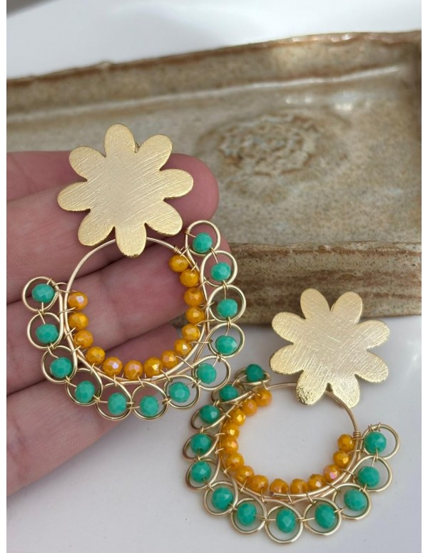 AROS BAÑADOS EN ORO BASE FLOR