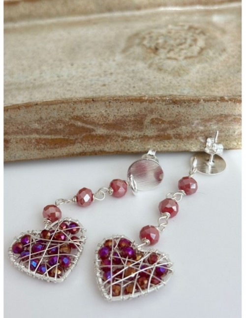 AROS BAÑADOS PLATA CORAZON