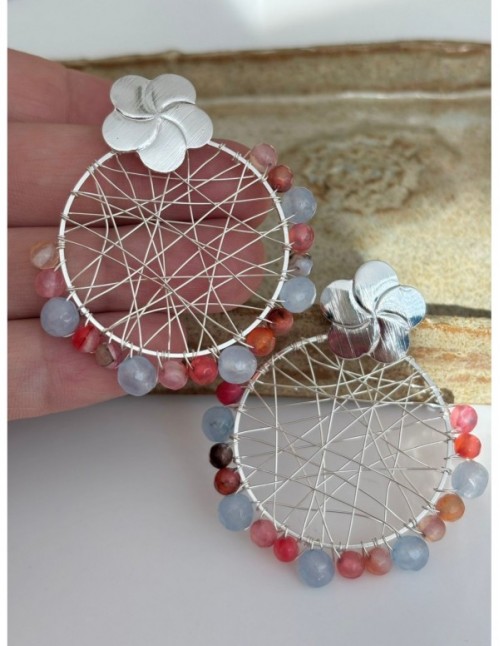 AROS BAÑADOS PLATA BASE FLOR