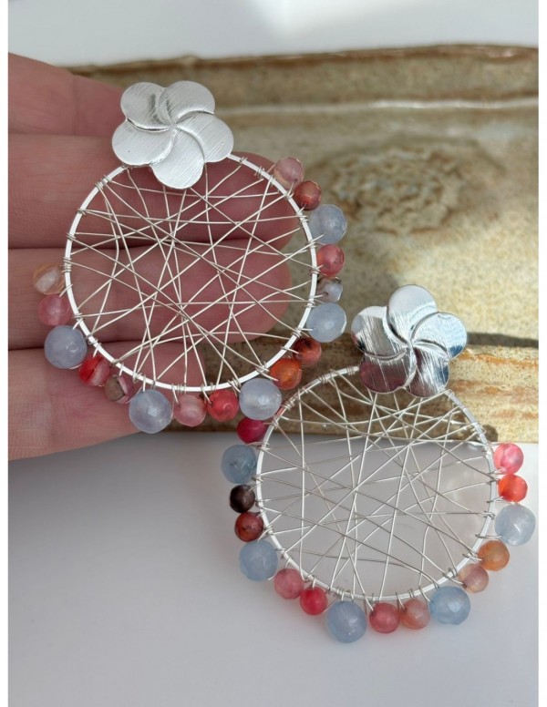 AROS BAÑADOS PLATA BASE FLOR