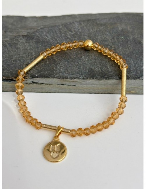 PULSERA BAÑADA EN ORO  CRISTALES AMARILLOS