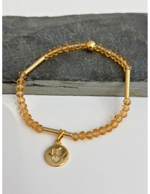 PULSERA BAÑADA EN ORO  CRISTALES AMARILLOS