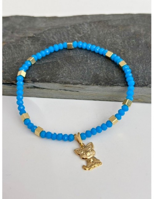 PULSERA BAÑADA EN ORO  CRISTALES CELESTES