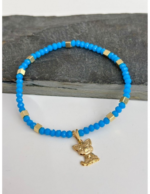 PULSERA BAÑADA EN ORO  CRISTALES CELESTES