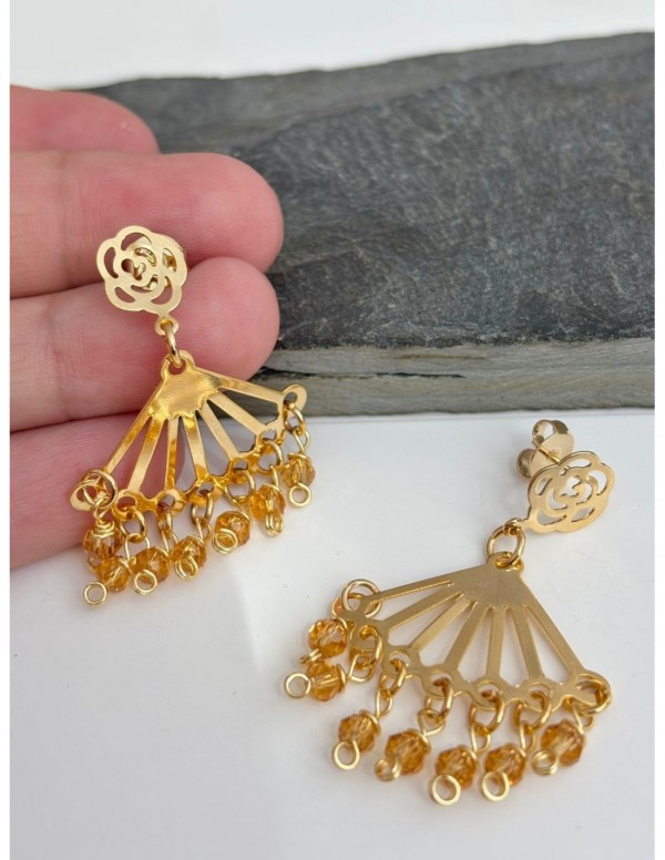 AROS BAÑADOS EN ORO CRISTALES DORADOS