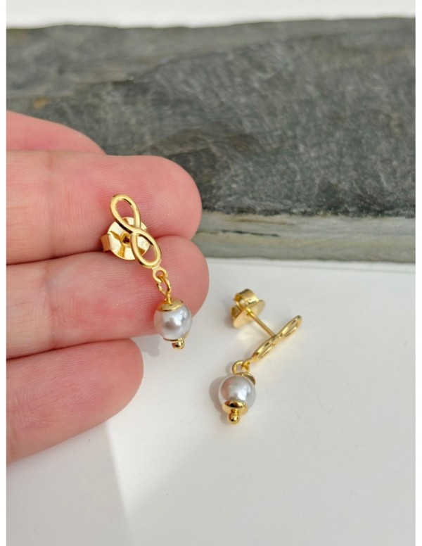 AROS BAÑADOS EN ORO PERLA BLANCA INFINITO