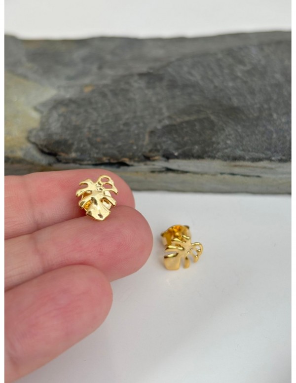 AROS BAÑADOS EN ORO HOJA MONSTERA