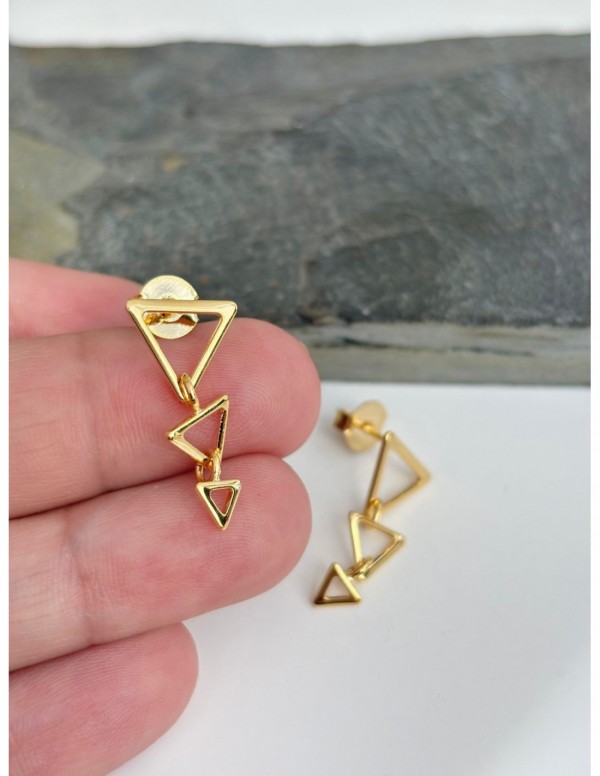 AROS BAÑADOS EN ORO TRIANGULOS