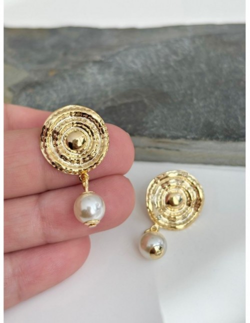 AROS BAÑADOS EN ORO PERLA BLANCA