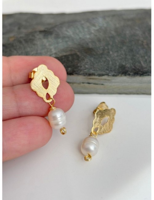 AROS BAÑADOS EN ORO PERLA BLANCA